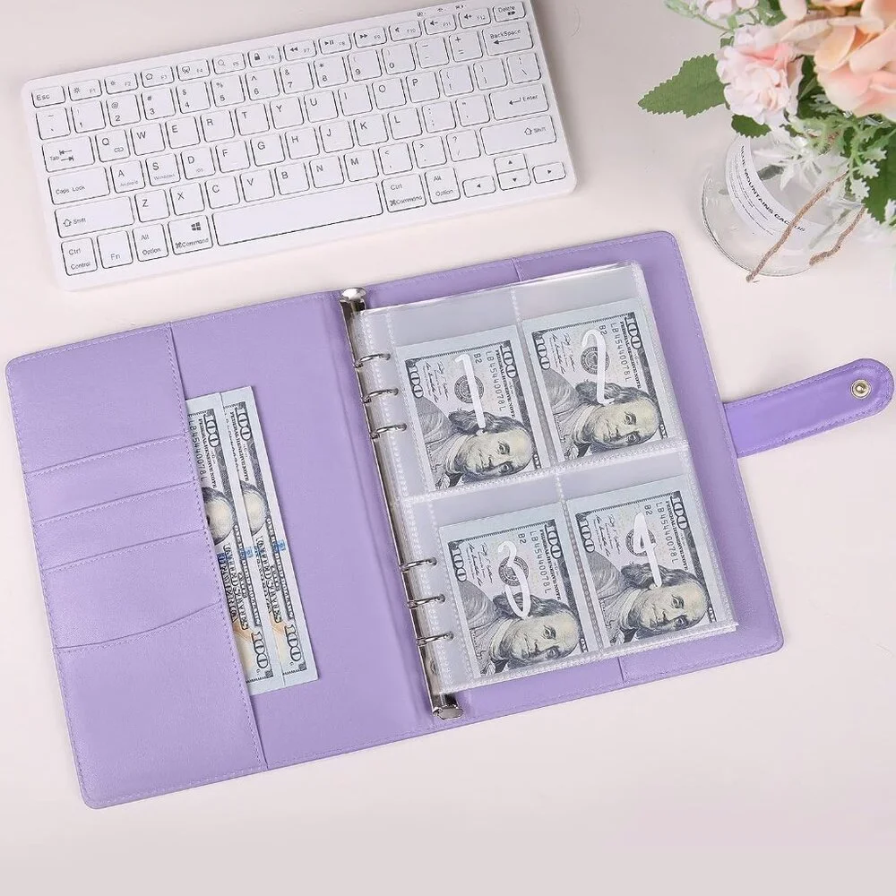 100 Envelope Money Savings Challenge Binder $5,500 (Purple)